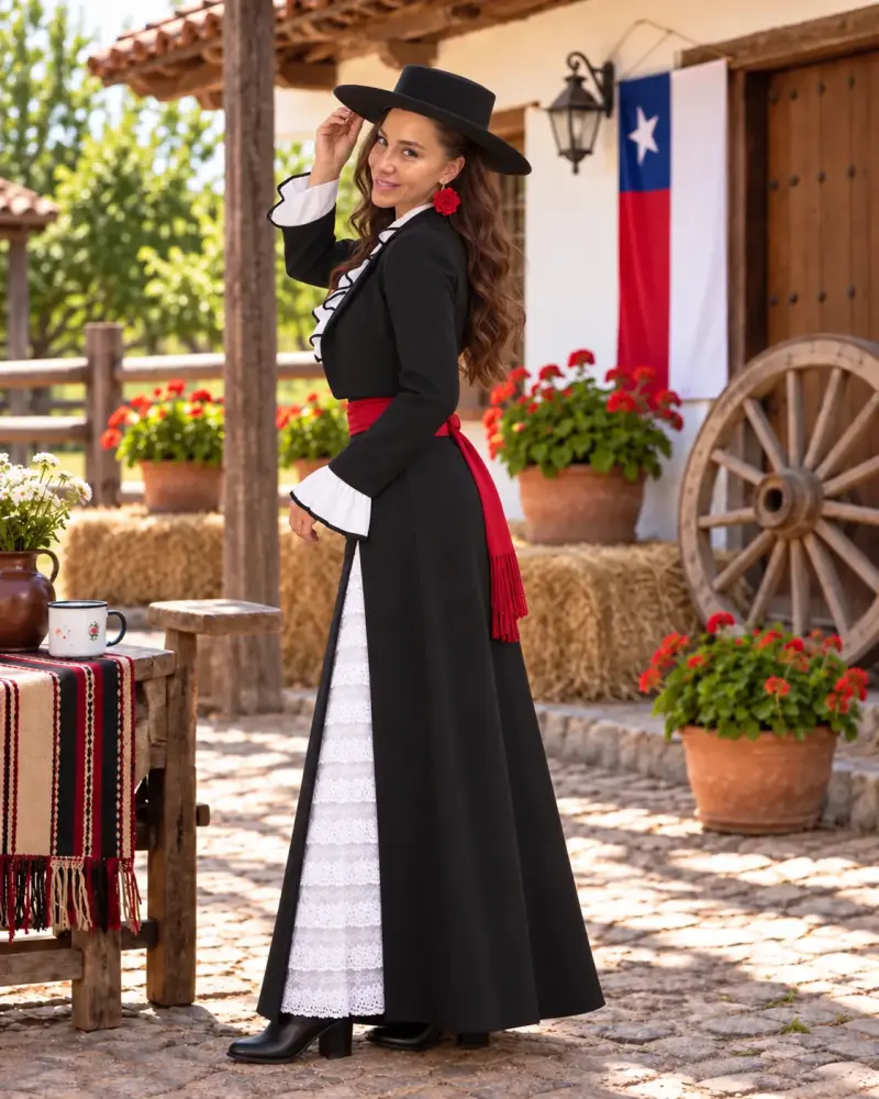 Traje Típico Chileno Mujer con Sombrero - 1