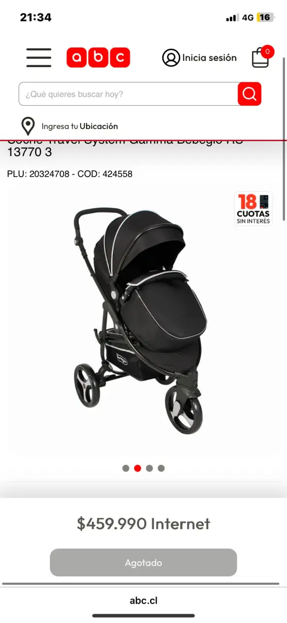Coche de bebé negro con sistema de viaje - 1
