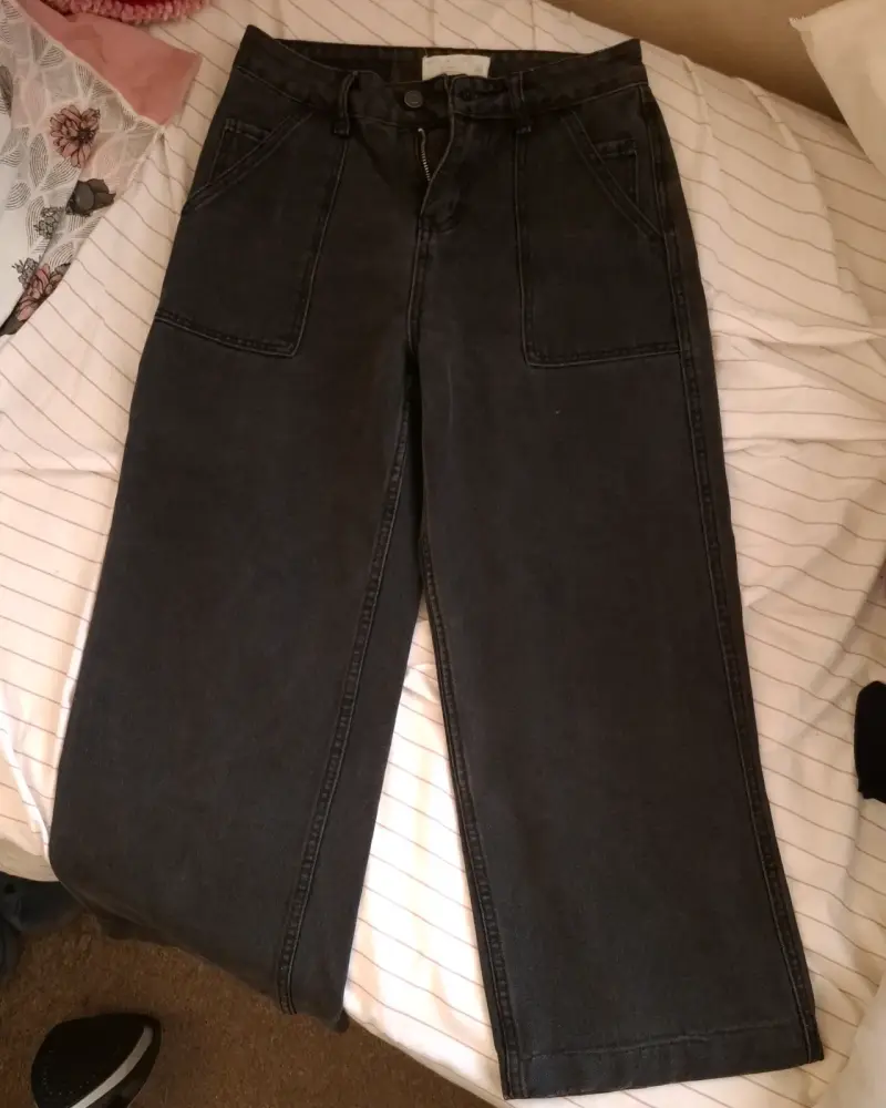 Pantalones anchos de mezclilla negros - 2