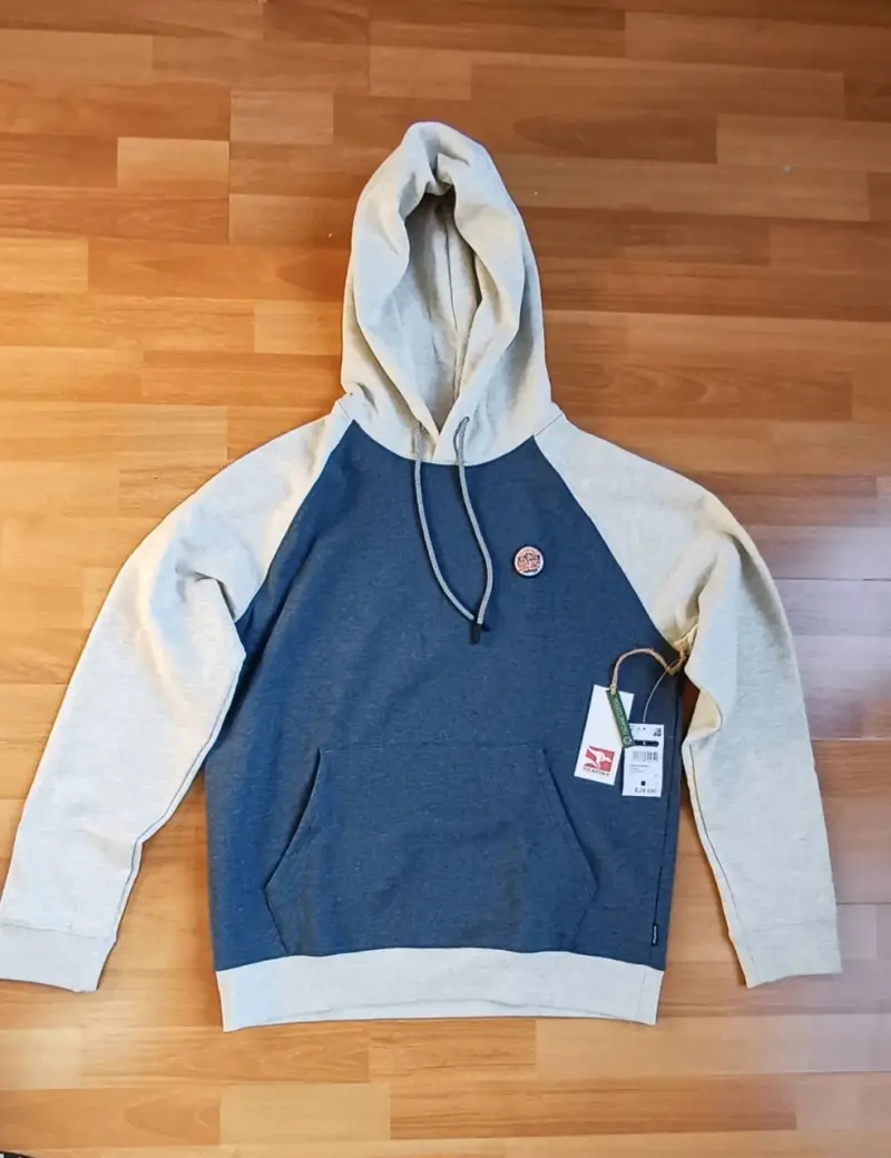 Polerón con capucha azul y gris para hombre - 1
