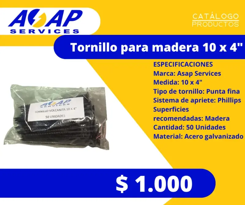 Pack 10 Bolsas Tornillos Madera 10x4" - 1
