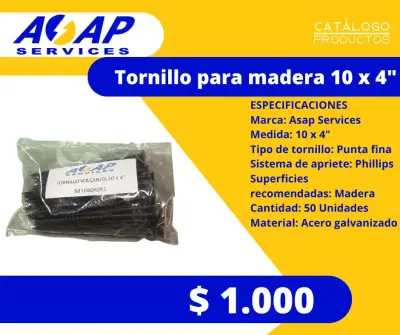 Pack 10 Bolsas Tornillos Madera 10x4" - miniatura 1