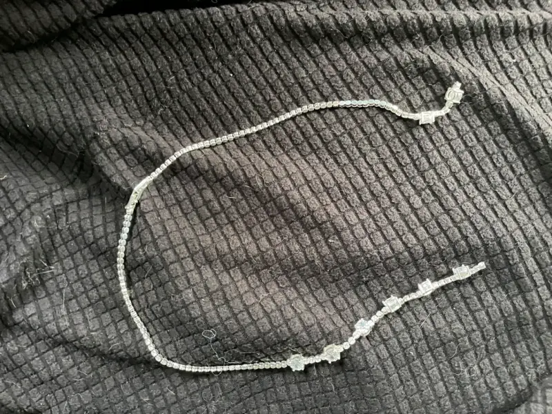 Collar de cuentas de cristal transparente plata295 - 1