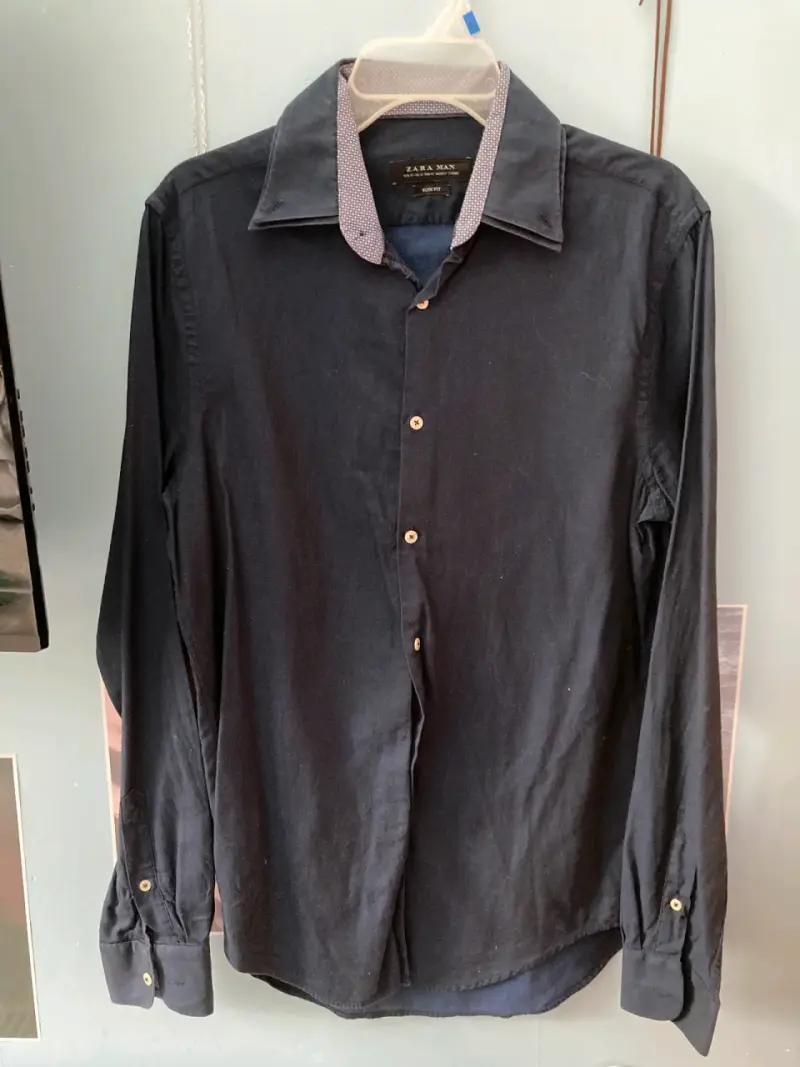 Camisa Zara Man Slim Fit Azul Marino Talla M - 2