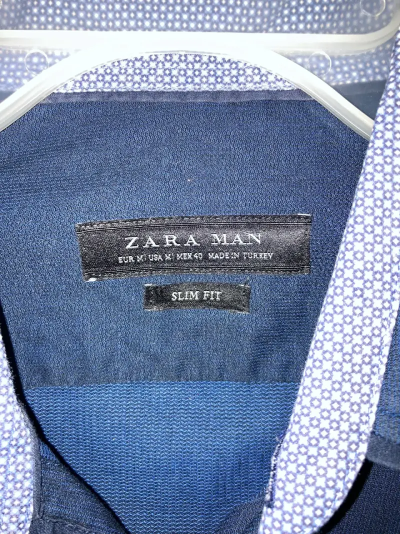 Camisa Zara Man Slim Fit Azul Marino Talla M - 3