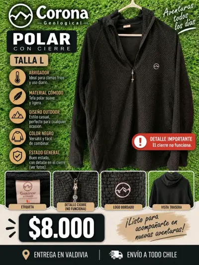 Polar negro con cierre Corona talla L - miniatura 1