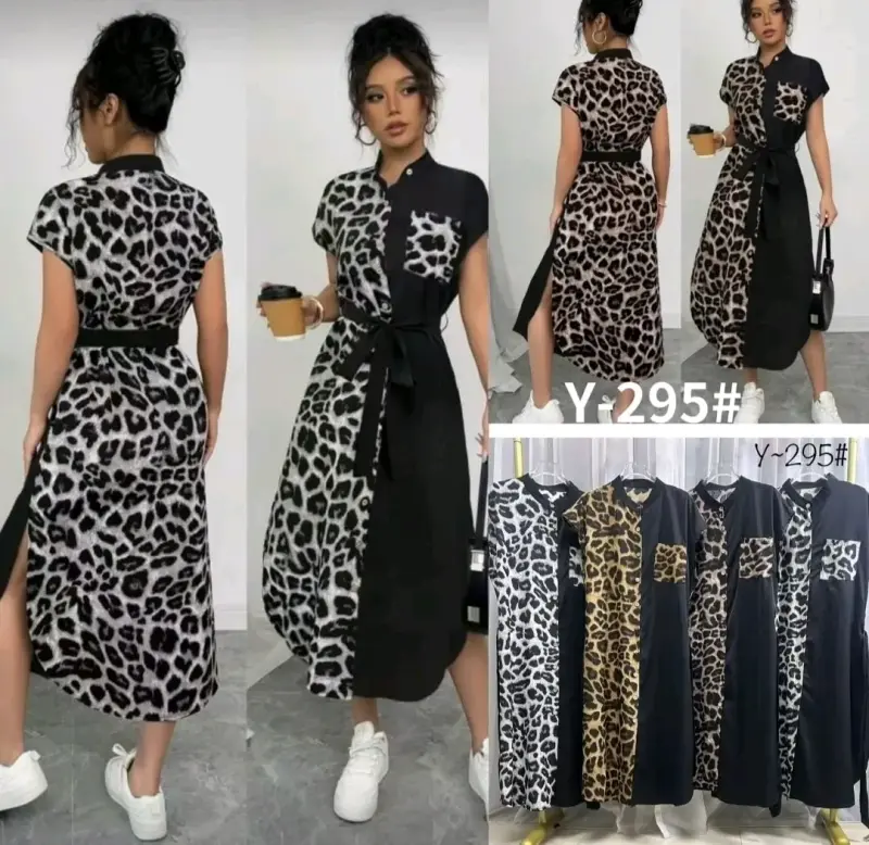 Vestido largo con estampado animal print - 1