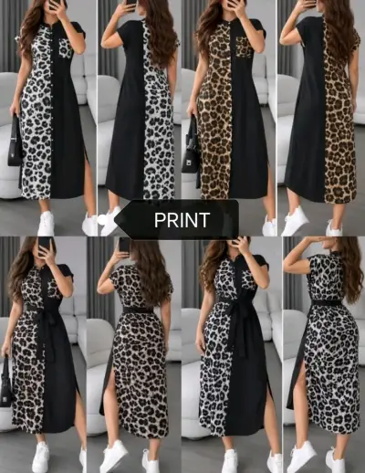 Vestido largo con estampado animal print - miniatura 3