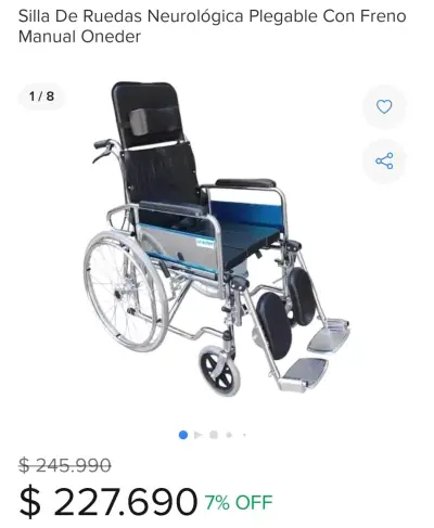 Silla de ruedas plegable neurológica con freno manual - miniatura 3