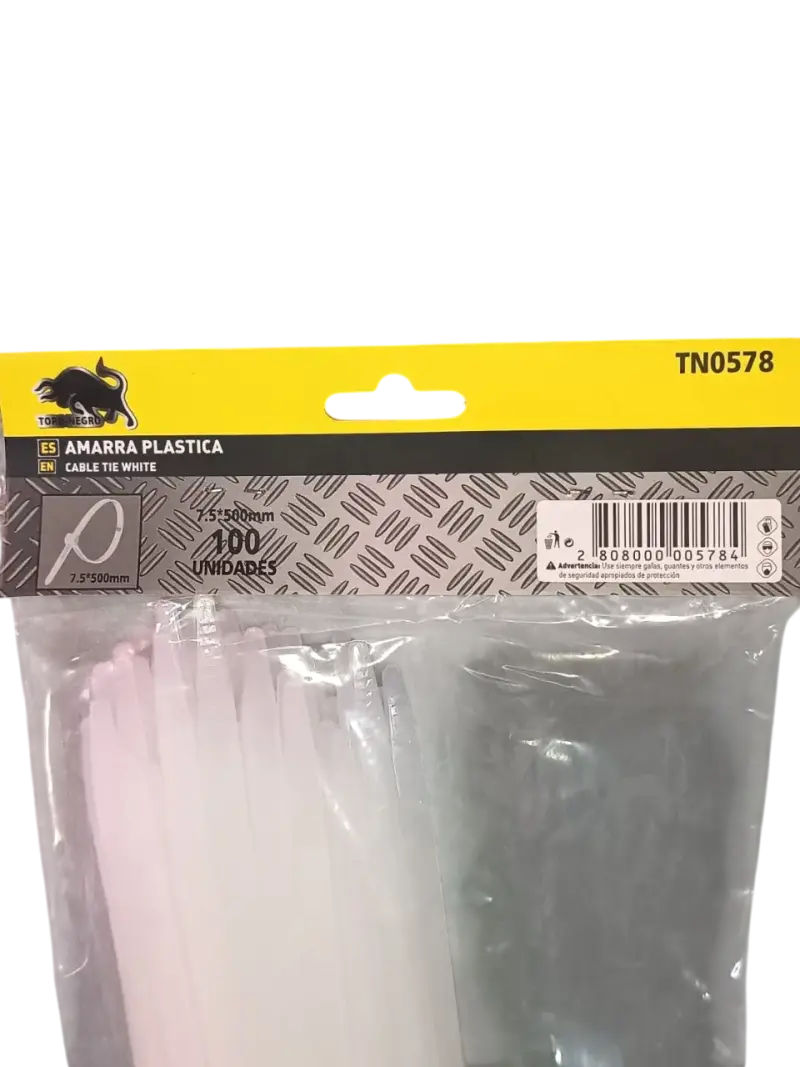 Amarras plásticas blancas 500x7.5mm Toro Negro - 3