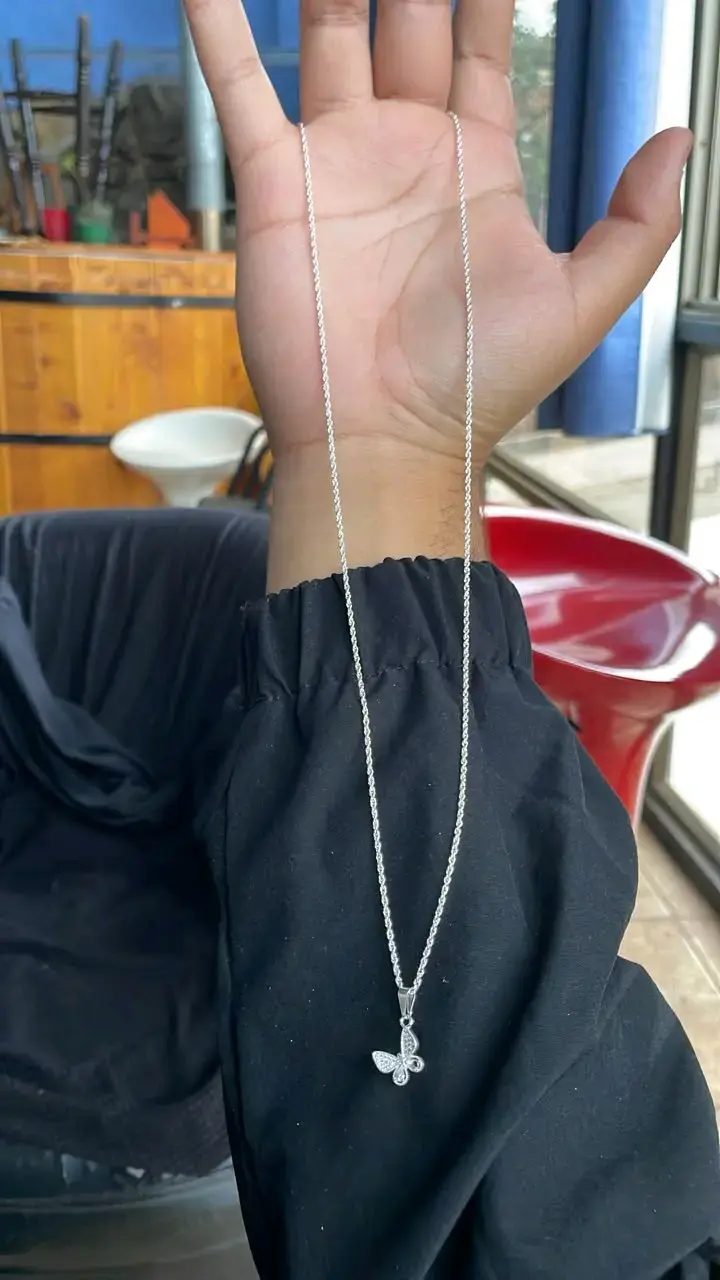 Collar de plata con colgante de mariposa