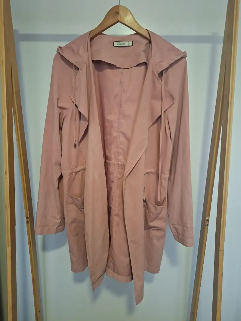 Abrigo ligero rosa con capucha Talla L - 1