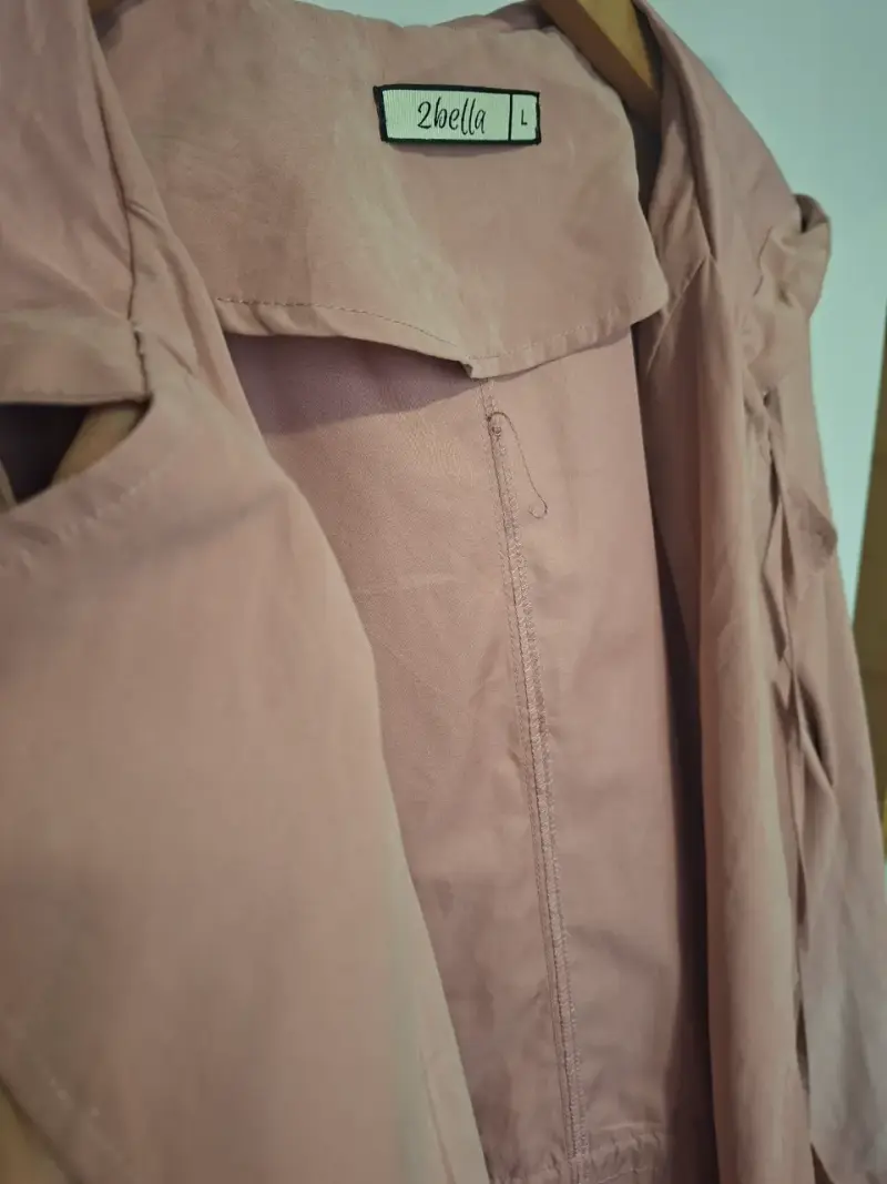 Abrigo ligero rosa con capucha Talla L - 3