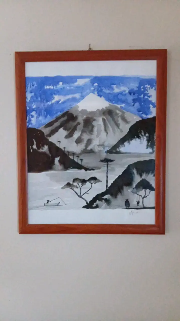 Cuadro Pintura Acuarela Paisaje Montaña - 2