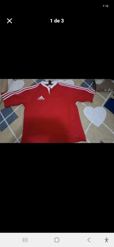 Polera deportiva Adidas ClimaCool azul y roja - miniatura 2