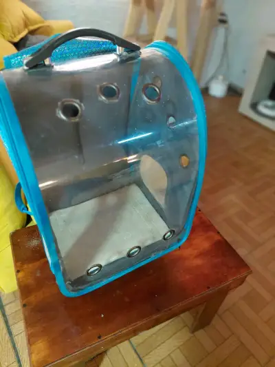 Transportador de mascotas con ruedas y ventilación azul - miniatura 1