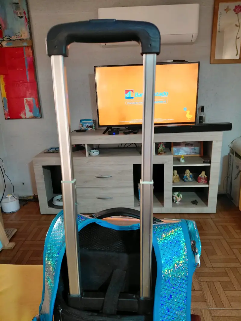 Transportador de mascotas con ruedas y ventilación azul - 5