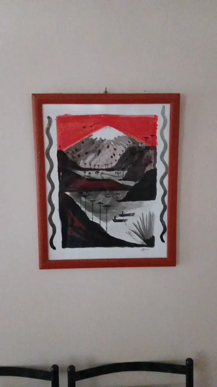 Cuadro Pintura Paisaje Montaña enmarcado - 2