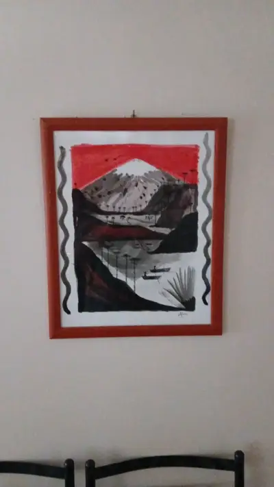 Cuadro Pintura Paisaje Montaña enmarcado - miniatura 2