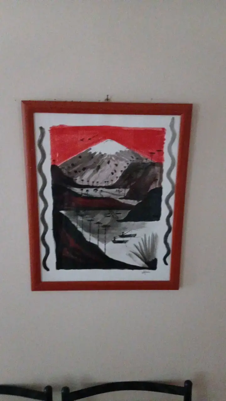 Cuadro Pintura Paisaje Montaña enmarcado - 3