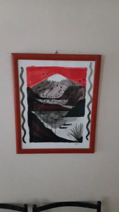Cuadro Pintura Paisaje Montaña enmarcado - miniatura 3