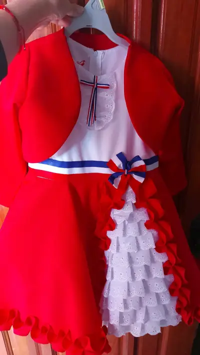 Vestido de huasa para niña rojo con detalles - miniatura 2
