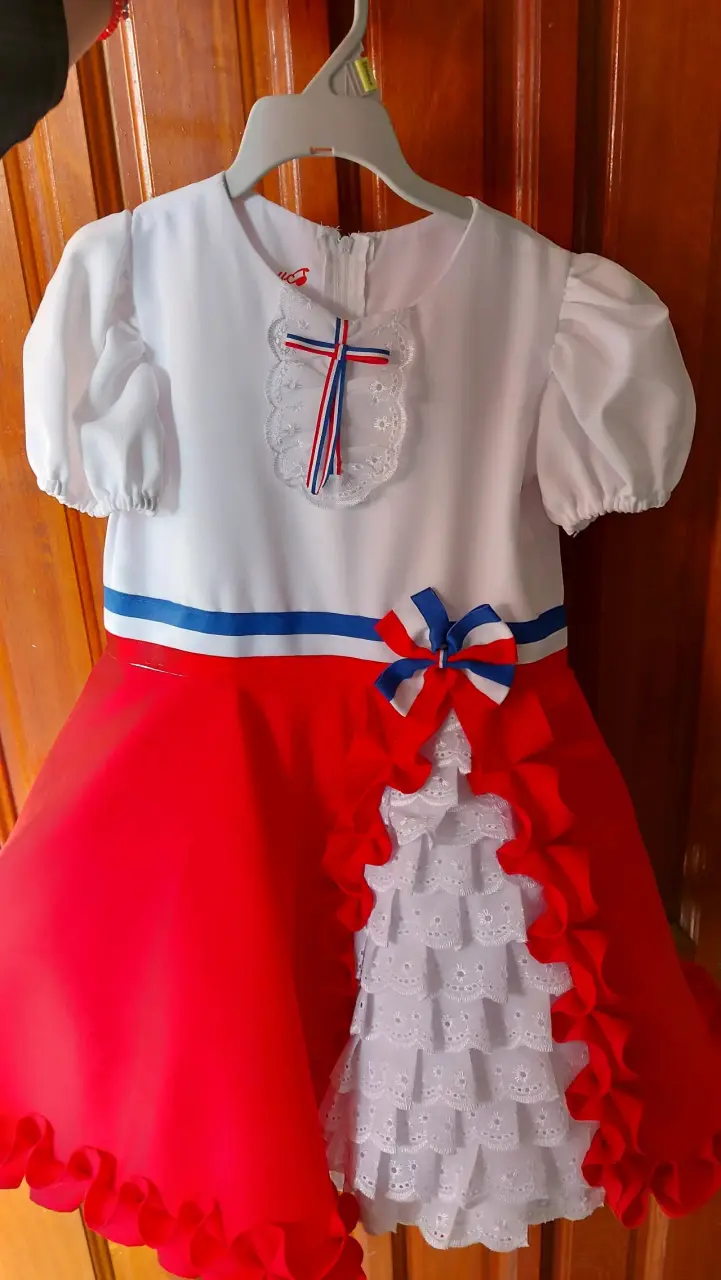 Vestido de huasa para niña rojo con detalles - 3
