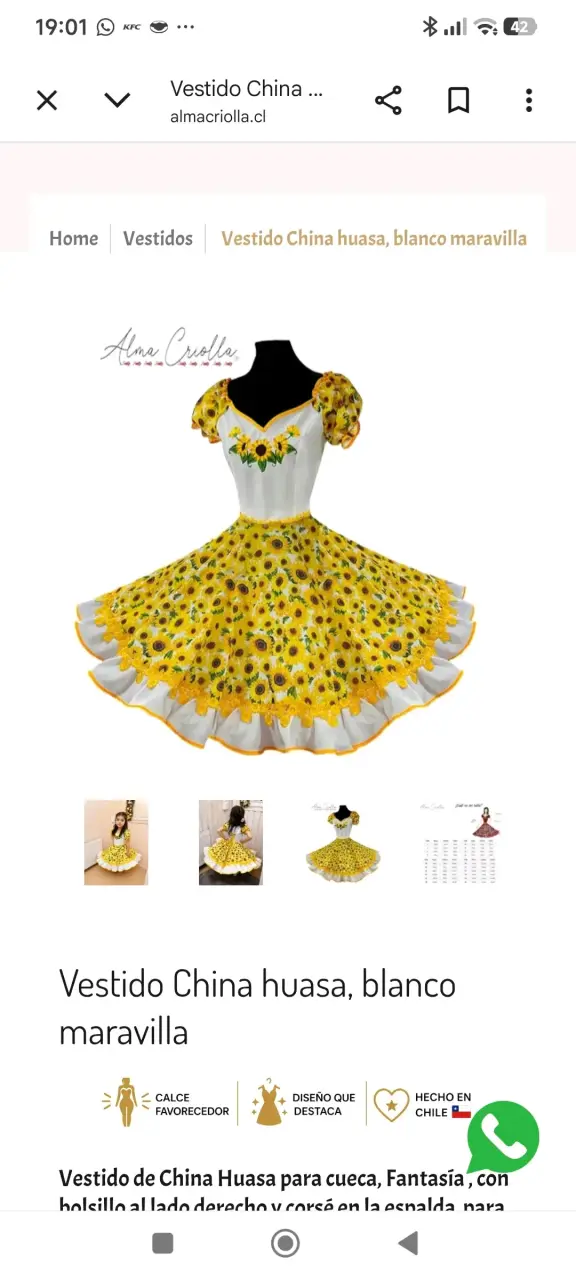 Vestido de China Huasa con girasoles - 4