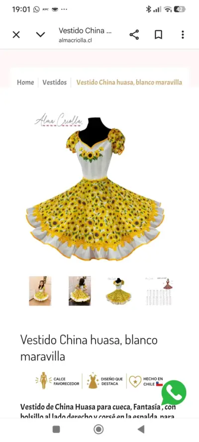 Vestido de China Huasa con girasoles - miniatura 4