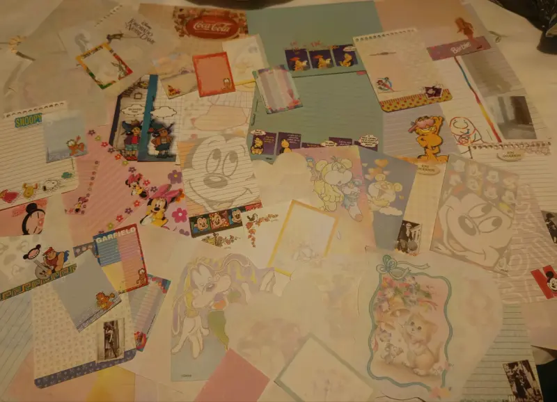 Set 50 esquelas, stickers y 2 tarjetitas vintage - 5
