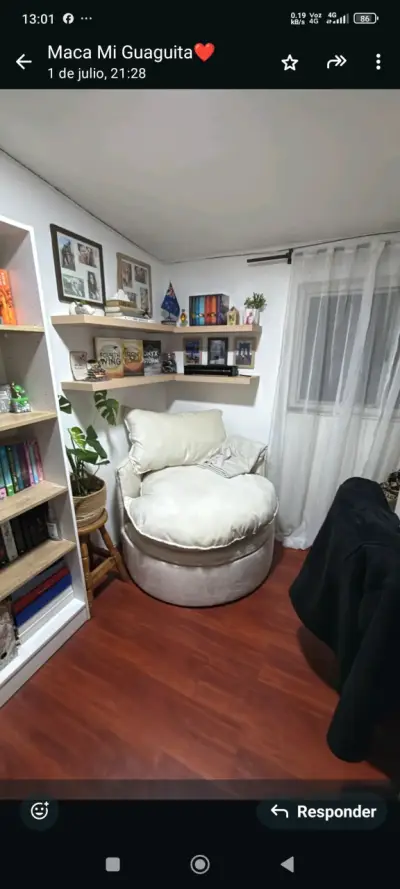 Sillón redondo hueso con cojin - miniatura 2