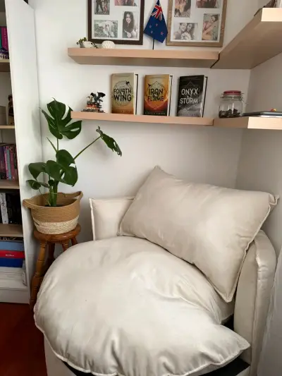 Sillón redondo hueso con cojin - miniatura 4