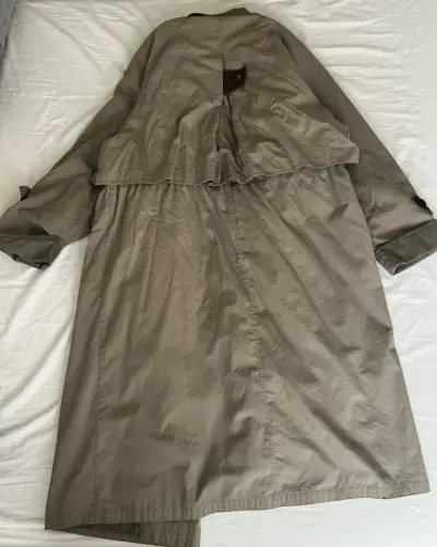 Gabardina beige con forro a cuadros - miniatura 1