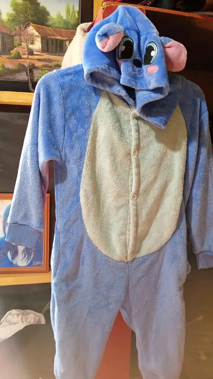 Pijama Entero Infantil Azul con Capucha