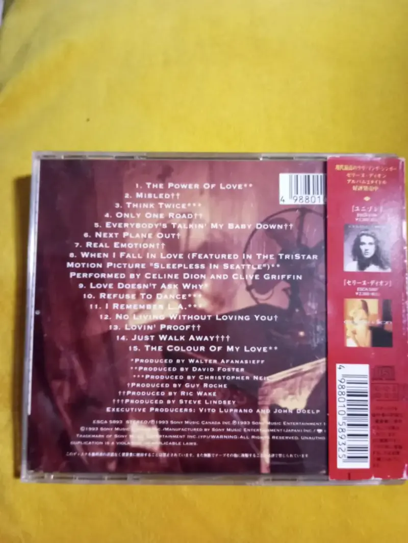 CD Céline Dion – The Colour Of My Love (1993) Edic - 2