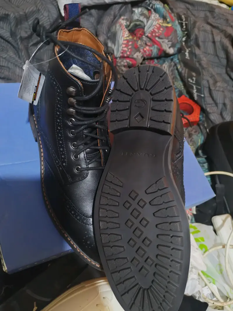 Botines de cuero negro para hombre - 1