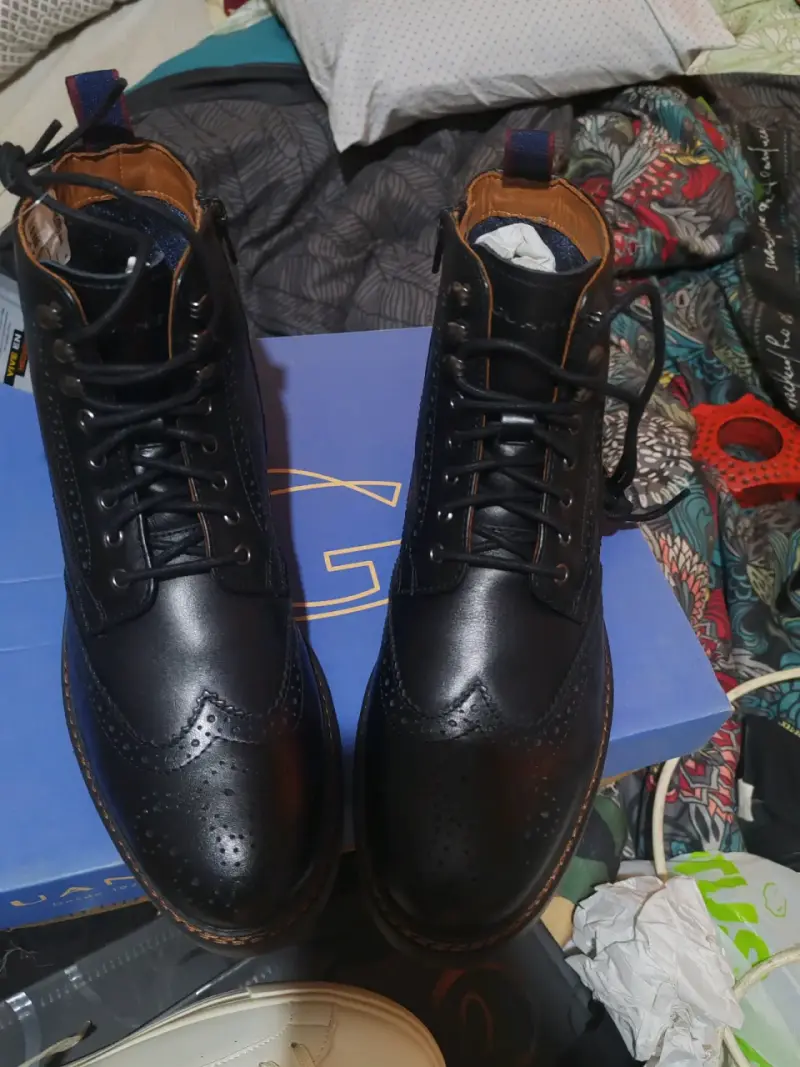 Botines de cuero negro para hombre - 3