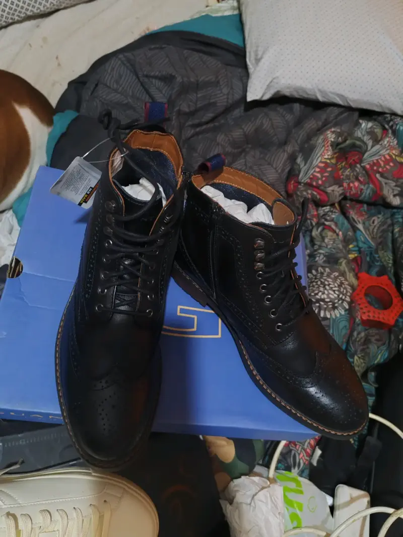 Botines de cuero negro para hombre - 4