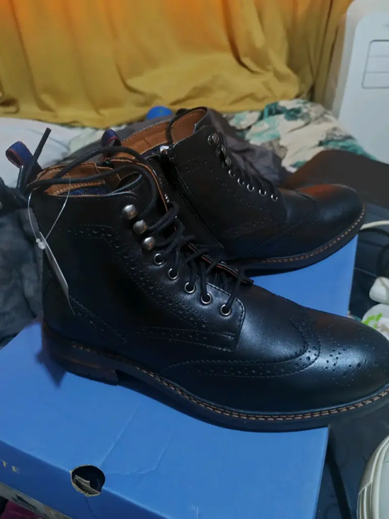 Botines de cuero negro para hombre - 5