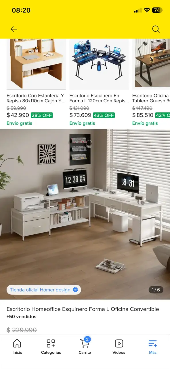 Escritorio Homeoffice Esquinero Forma L Blanco
