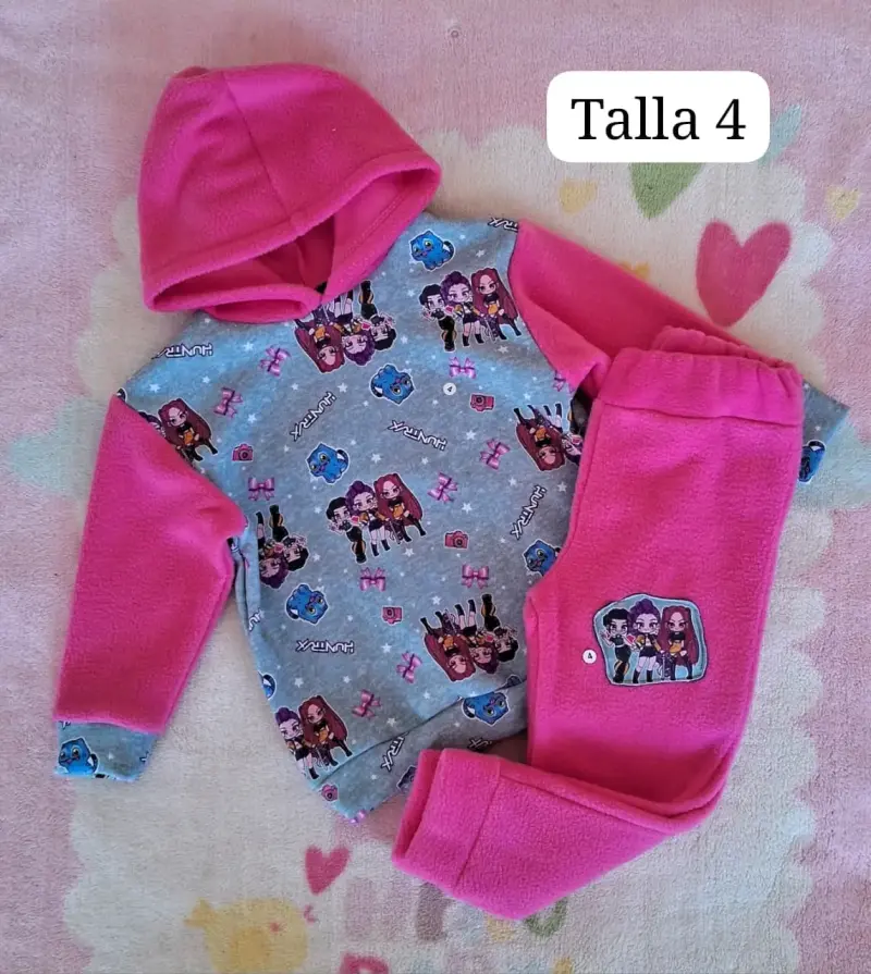 Conjunto de polar infantil con capucha y estampado - 1