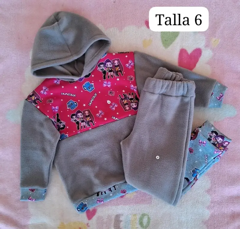 Conjunto de polar infantil con capucha y estampado - 2