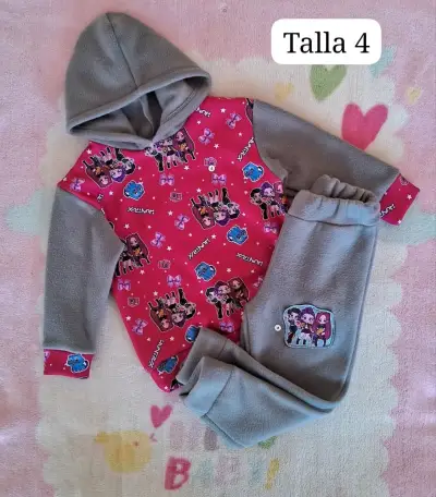 Conjunto de polar infantil con capucha y estampado - miniatura 3