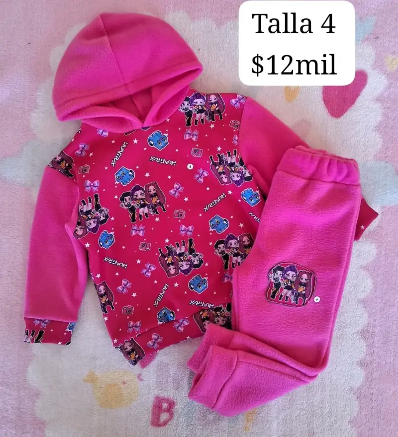 Conjunto de polar infantil con capucha y estampado - 4
