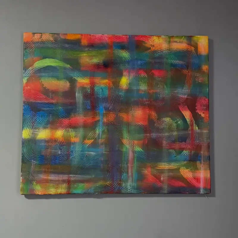 Cuadro Abstracto Multicolor Pintado a Mano
