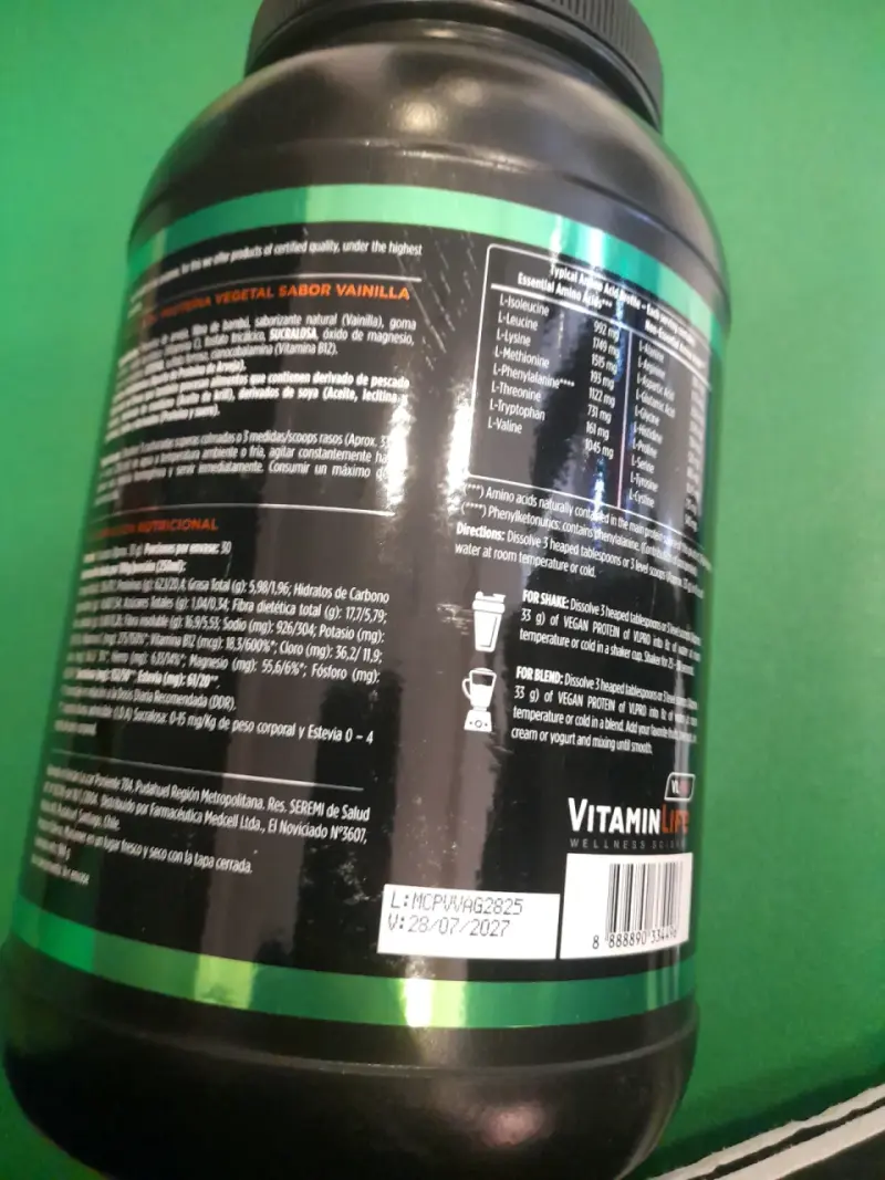 Proteína Vegana Sabor Vainilla Vitamin Life 2lb - 2