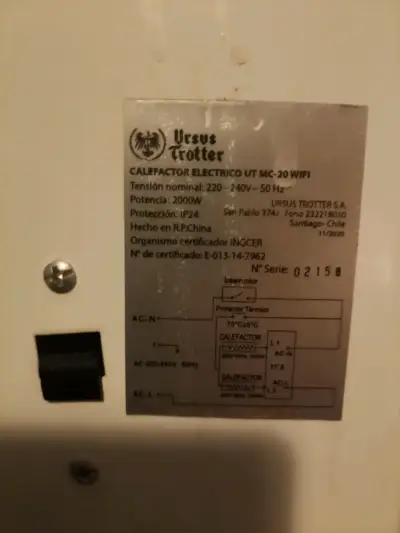 Calefactor eléctrico Ursus Trotter UT MC-20 WiFi - miniatura 3