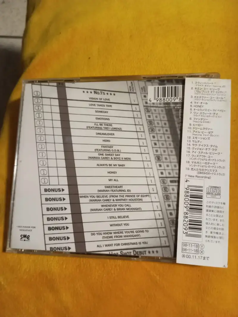 CD Mariah Carey – #1's (1998) Edición Japonesa Con - 2