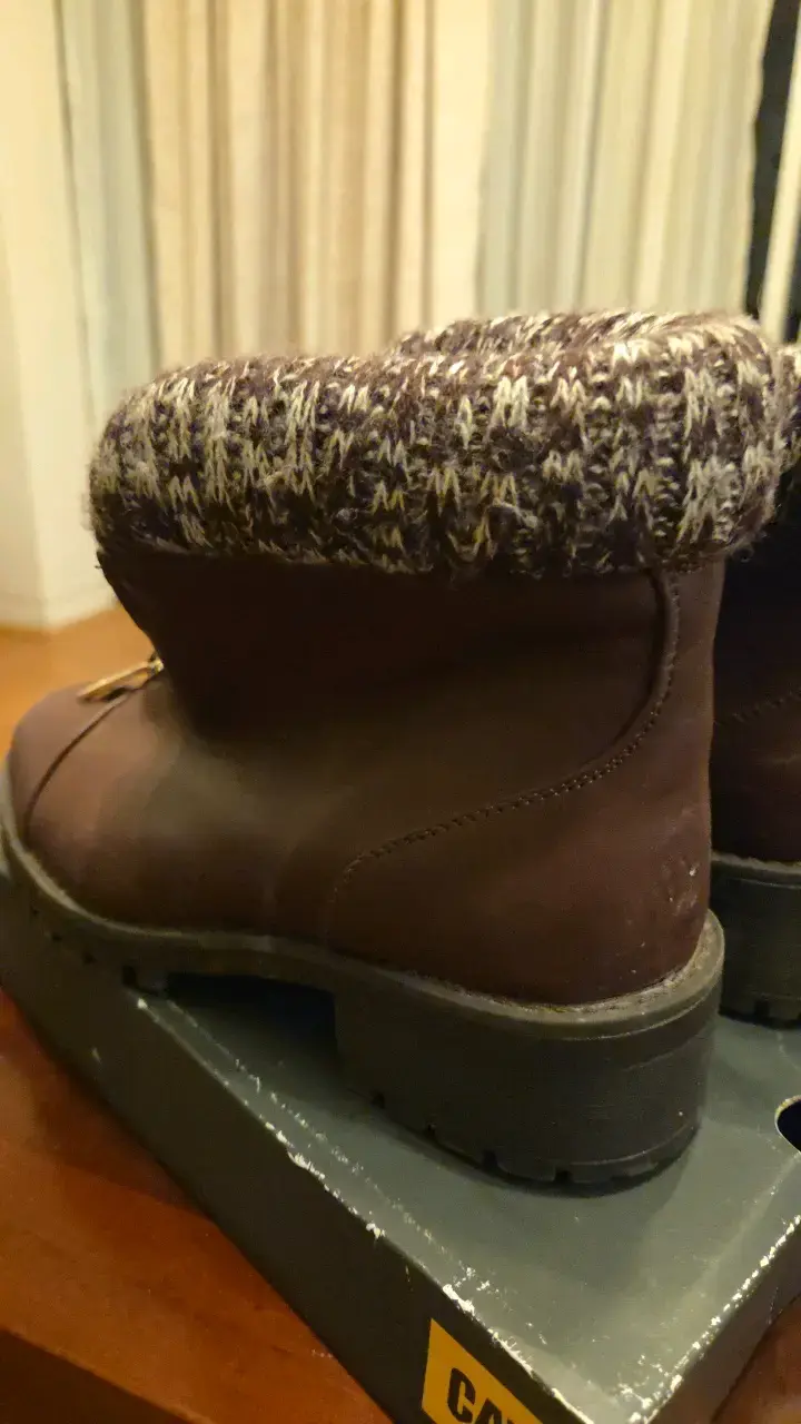 Botines de cuero marrón con forro tejido - 4