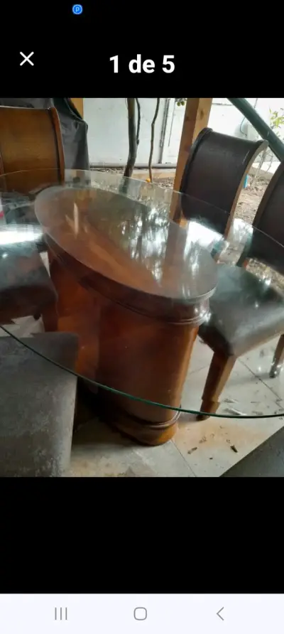 Juego de comedor de vidrio y madera con sillas - miniatura 3